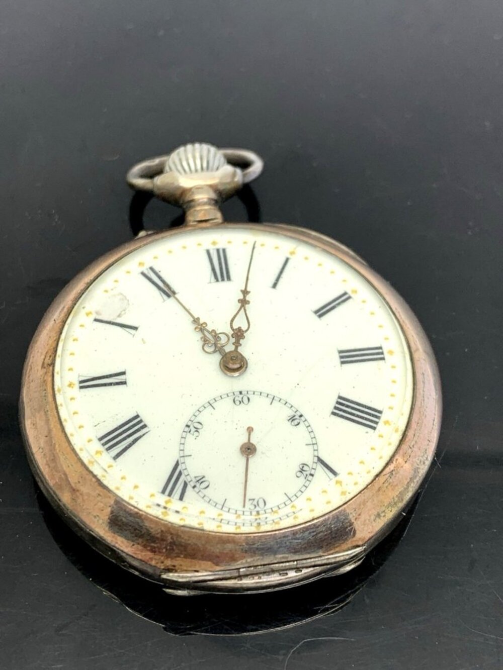 Antique Pocket Watch German Reichskrone Imperial Crown .800 Silver Case 50mm